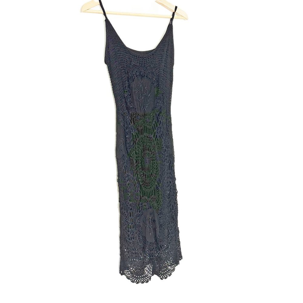 Vera Crutuna Rayon Black Lace Dress S